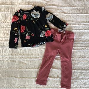 Old Navy Pink Jeans Floral Shirt Toddler Girl